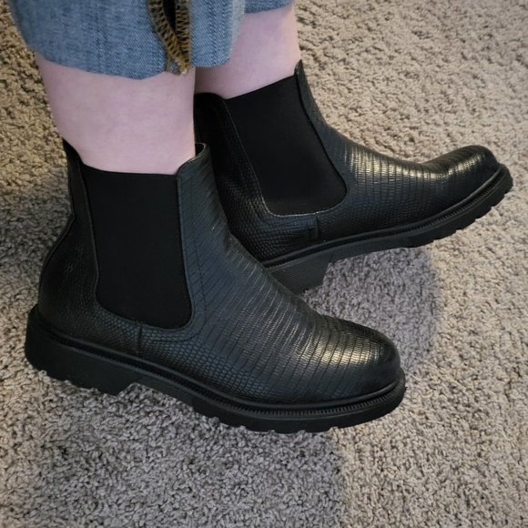 black croc print chelsea boots - Picture 4 of 4